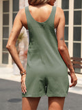 Momentlover Solid Color Loose Round-Neck Rompers