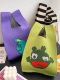 Momentlover Cartoon Printed Woven Handbag Bags Accessories