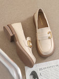 Momentlover Split-Joint Round-Toe Platform Shoes Loafers