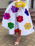 Momentlover Sleeveless Floral Printed Square-Neck Midi Dresses
