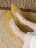 Momentlover Square-Toe Solid Color Shoes Flats