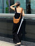 Momentlover Original Creation Sleeveless Loose Solid Color Square-Neck Overalls