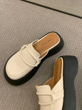 Momentlover Round-Toe Slippers&Mules Platform Shoes Loafers