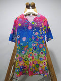 Momentlover Original Printing V-Neck Short Sleeve Mini Dress