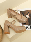 Momentlover Square-Toe Shallow Cut Pumps Mary Janes