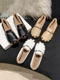 Momentlover Split-Joint Shallow Cut Round-Toe Flat Shoes