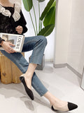 Momentlover V-Cut Split-Joint Pointed-Toe Contrast Color Flats Flat Shoes