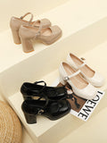 Momentlover Square-Toe Shallow Cut Pumps Mary Janes