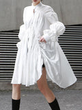 Momentlover Loose Original Designed Irregular Puff Shirt Dress