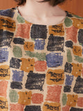 Momentlover Artistic Retro Colorful Plaid Short Sleeve Dress