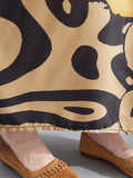 Momentlover Vintage Loose Leaf Printed Midi Dress