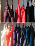 Momentlover Vintage Solid Color Spaghetti-Neck Loose Sleeveless Mini Dress