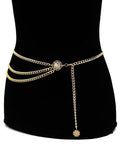 Momentlover Long Tassel Waistbands Hip Jewelry Body Chain Metal Link Waist Chain Belt
