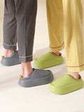 Momentlover Home Non-Slip Keep Warm Velvet Waterproof Solid Color Slippers