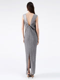 Momentlover Urban Loose Solid Color Tied Pleated Top&V-Back Vest Dress Two Pieces Set