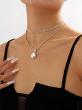 Rhine Stones Geometric Double Layered Necklaces Accessories