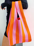 Momentlover Striped Contrast Color Woven Handbag Bags