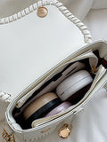 Momentlover Urban Split-Joint Solid Color PU Shoulder Bag Saddle Bag
