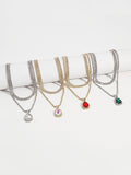 Rhine Stones Geometric Double Layered Necklaces Accessories
