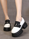Momentlover Split-Joint Round-Toe Platform Shoes