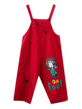 Momentlover Original Cartoon Printed Puff Denim Overalls
