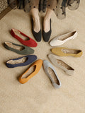 Momentlover Square-Toe Solid Color Shoes Flats