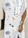 Momentlover Flower Print Short Sleeves Loose Round-Neck Mini Dresses