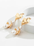 Momentlover Imitation Pearls Geometric Drop Earrings