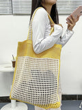 Momentlover Beach Contrast Color Hollow Bags Accessories