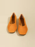 Momentlover V-Cut Solid Color Pointed-Toe Flats