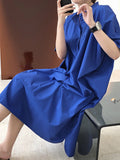 Momentlover Original Solid Round-Neck Shirt Dress