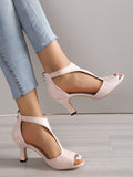 Momentlover Zipper Peep Toe Pumps Sandals