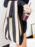 Momentlover Striped Contrast Color Woven Handbag Bags