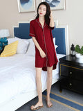Momentlover Casual V-Neck Button Modal Short Pajamas