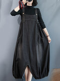 Momentlover Simple Denim Buttoned Overalls&Dress
