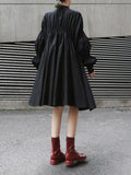 Momentlover Loose Original Designed Irregular Puff Shirt Dress