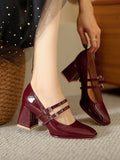 Momentlover Square-Toe Shallow Cut Pumps Mary Janes