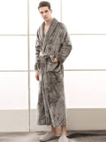 Momentlover Comfortable Solid Bandage Pajama Robe