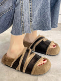 Momentlover Velvet Split-Joint Slippers