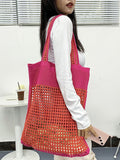 Momentlover Beach Contrast Color Hollow Bags Accessories