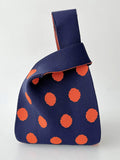 Momentlover Woven Split-Joint Polka-Dot Contrast Color Handbags Bags