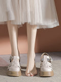 Momentlover Round-Toe Hollow Sandals Platform Shoes Gladiators