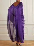 Momentlover Batwing Sleeves Pleated Off-the-shoulder Maxi Dresses
