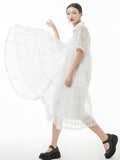 Momentlover Original Solid Color Hollow See-Through Thin Midi Dress
