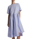 Momentlover Casual Loose Short Sleeves Solid Color Round-Neck Midi Dresses