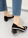 Momentlover V-Cut Pointed-Toe Contrast Color Pumps
