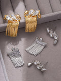 Momentlover Tasseled Rhine Stones Geometric Detachable Normcore Drop Earrings
