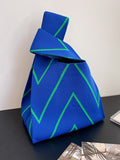 Momentlover Woven Striped Contrast Color Woven Handbag