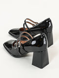 Momentlover Square-Toe Shallow Cut Pumps Mary Janes