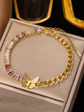 Momentlover Rhine Stones Butterfly Shape Adjustable Bracelet Accessories